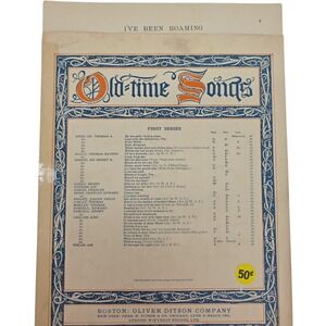 Old-Time Songs First Series I've Been Roaming 1912 Vintage Sheet Music